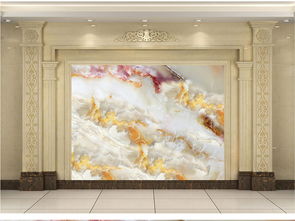 玉石大理石纹山水中式抽象电视背景墙